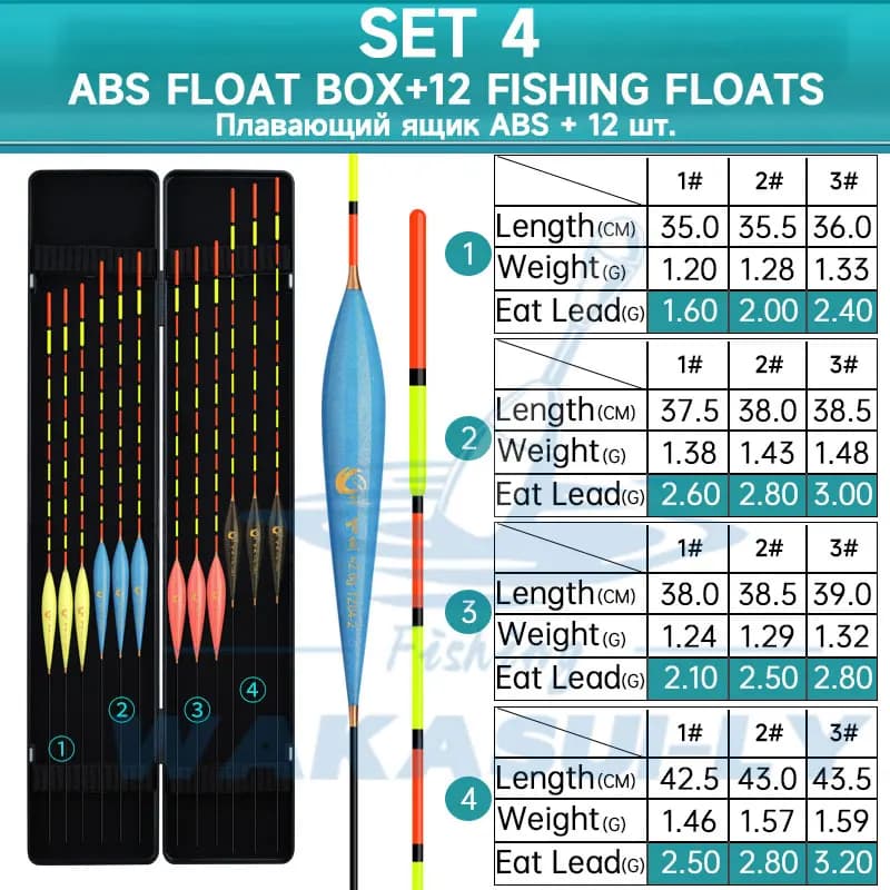 Set 12 Flotteurs Nano Pêche + Boîte ABS Haute Sensibilité Équipement Pêche Extérieur WAKASUILY