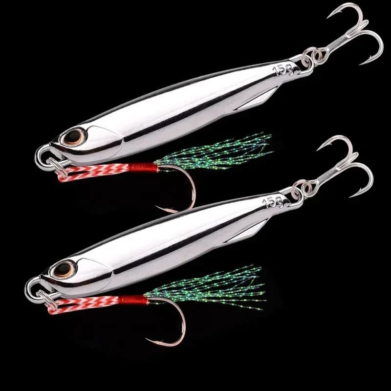 10 leurres métal jig 30g/40g argentés - Appâts mer et eau salée pour bar et carnassiers marins