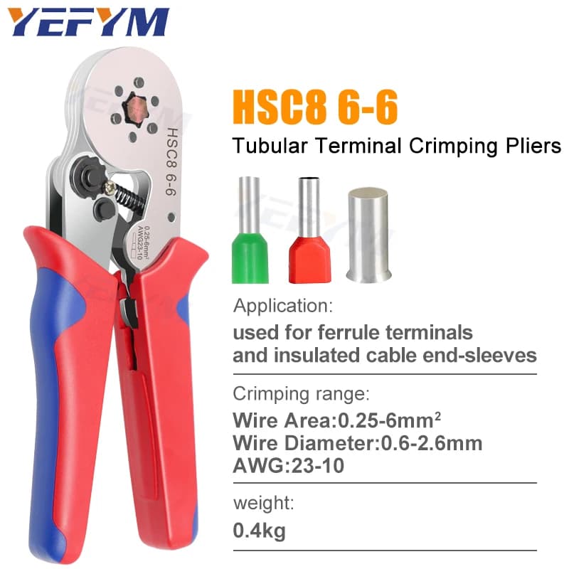 Pince à sertir ferrule HSC8 6-4/6-6 pour pêche : outil électrique réparation circuits terminaux tubes