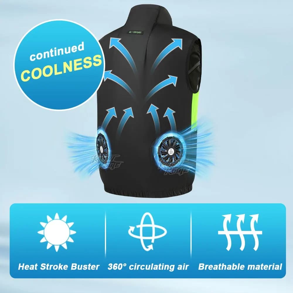 Veste Rafraîchissante 2025 avec Ventilateur Intégré pour la Pêche et Travail en Chaleur