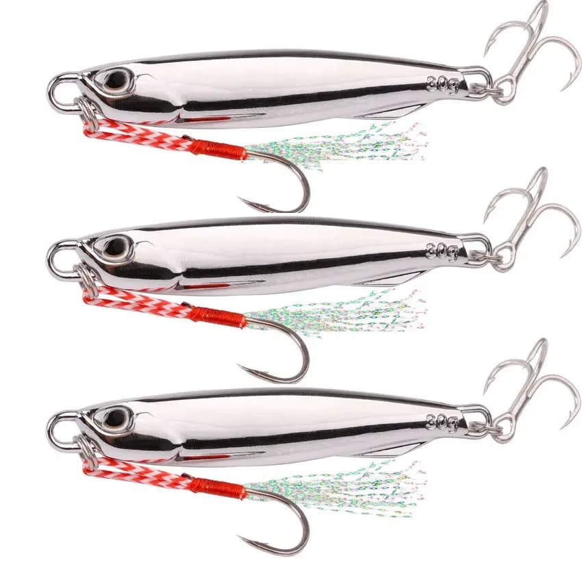 Lot de 5 Leurres Métal Jig 10g à 30g Appât Pêche en Mer pour Bar et Poissons Carnassiers