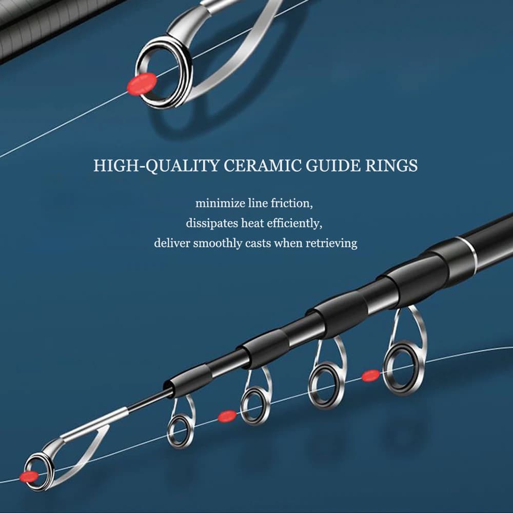 Canne pêche télescopique SIECHI fibre carbone 1.8m-2.7m super rigide pour carpe et leurres
