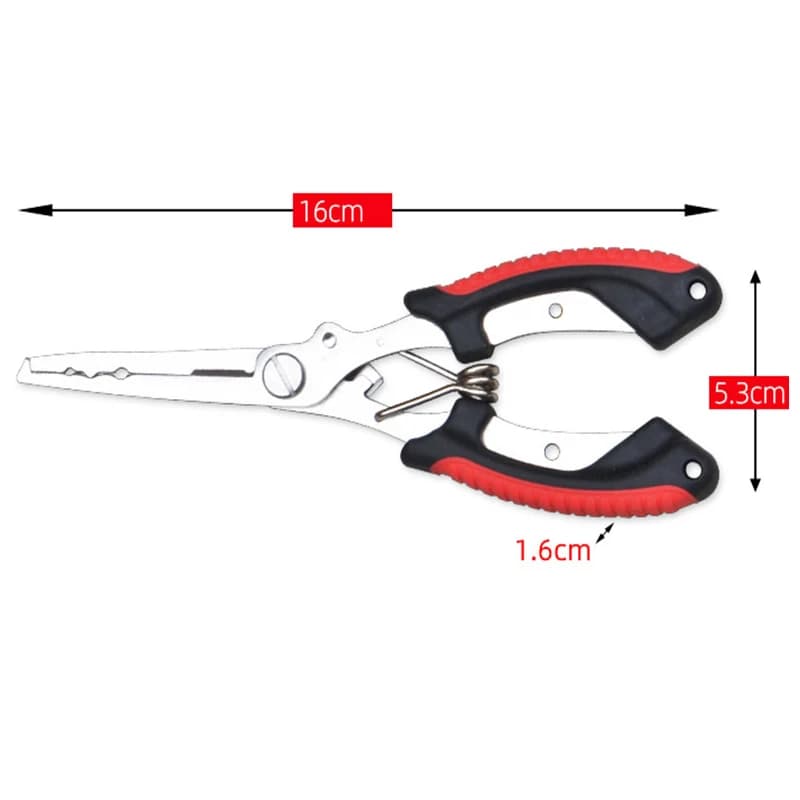 Pince pêche inox multifonction : extracteur hameçons, coupe-ligne tresse, résistante eau salée