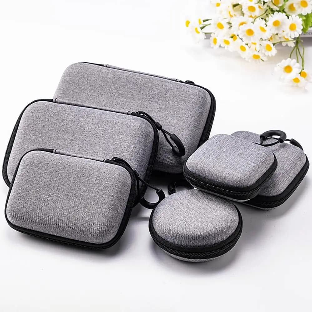 Pochette EVA mini zippée pour Airpods - Étui écouteurs câble charge accessoires numériques portable