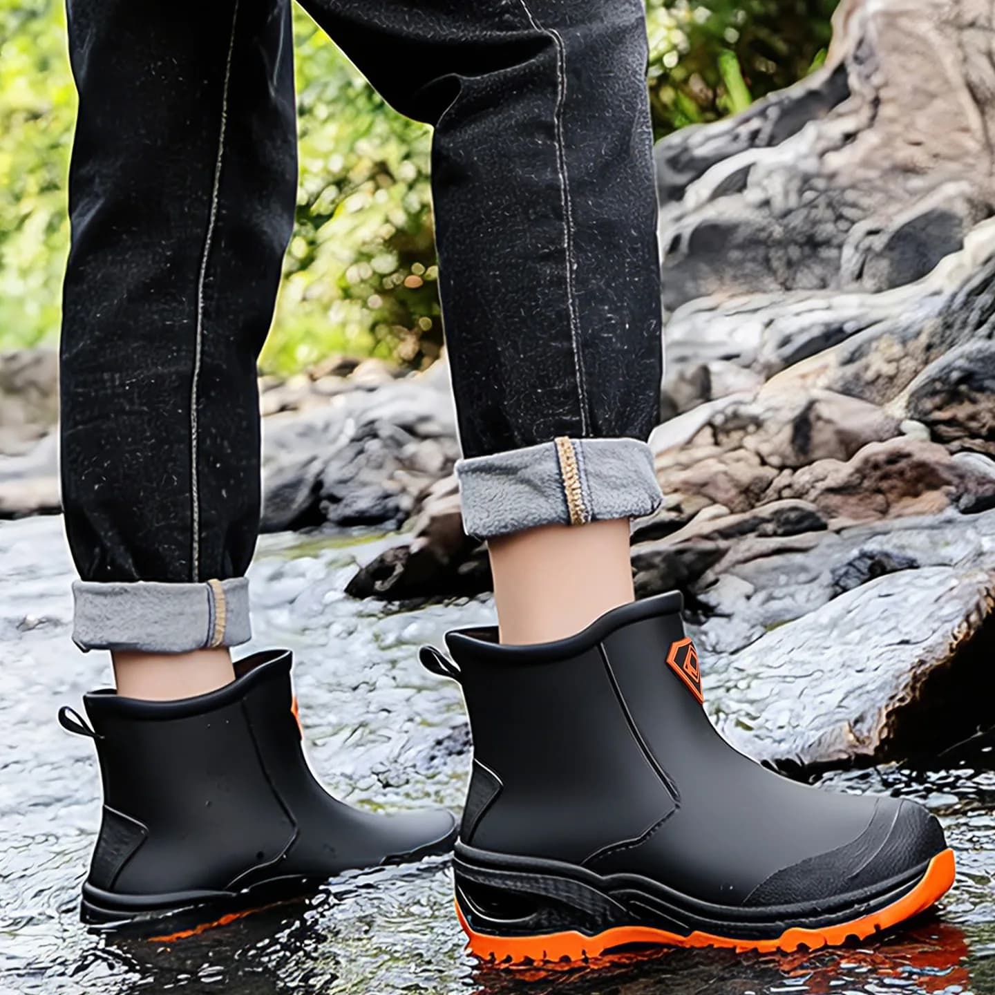 Bottes pluie homme éco-responsables militaires vertes mode qualité pêche traversée ruisseaux