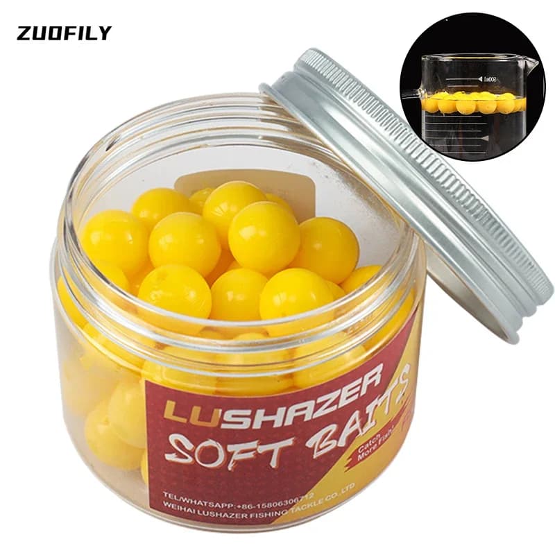 50 appâts maïs flottants artificiels pour carpe - leurres souples TPR boules flottantes odeur round baits