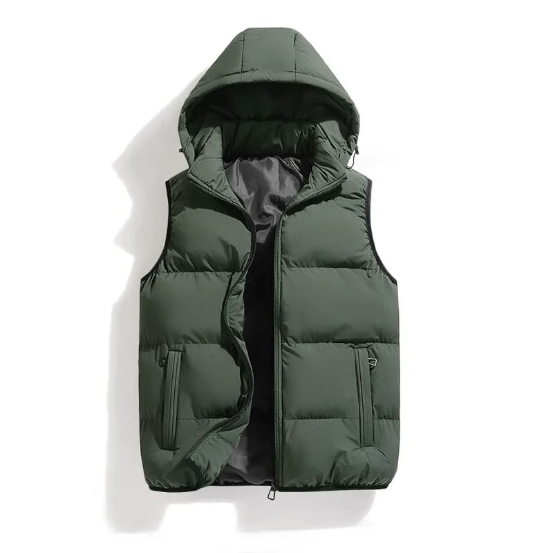 Veste sans manches homme imperméable chaude avec capuche pour automne hiver