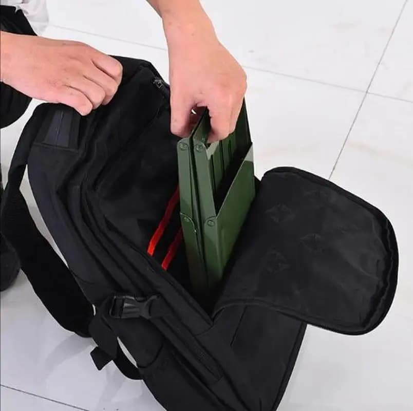 Tabouret pliant acier portable mini pour pêche randonnée camping et sac à dos deux tailles