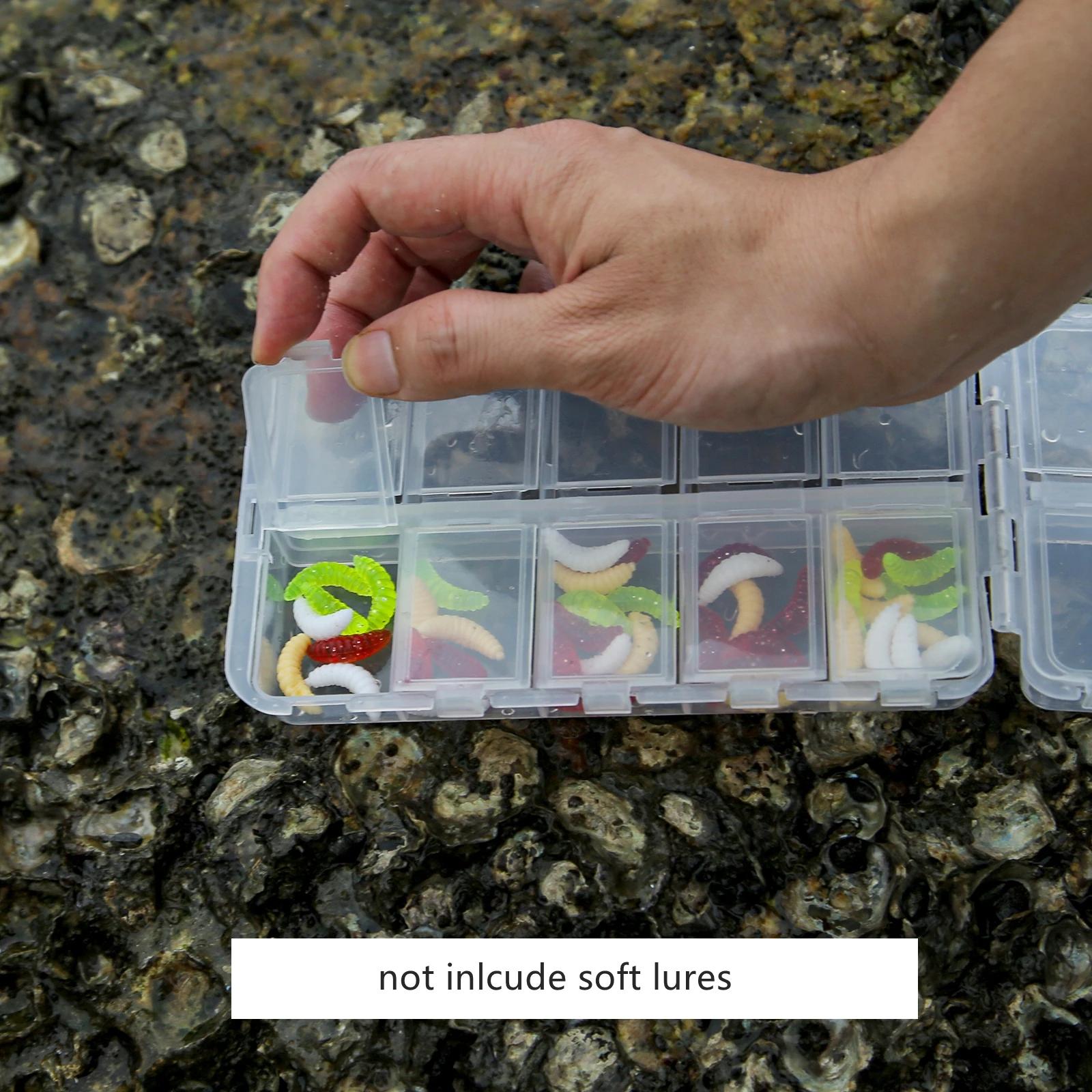 Boîte de pêche transparente 20 compartiments - Coffret rangement leurres et appâts 16.5x10x4cm