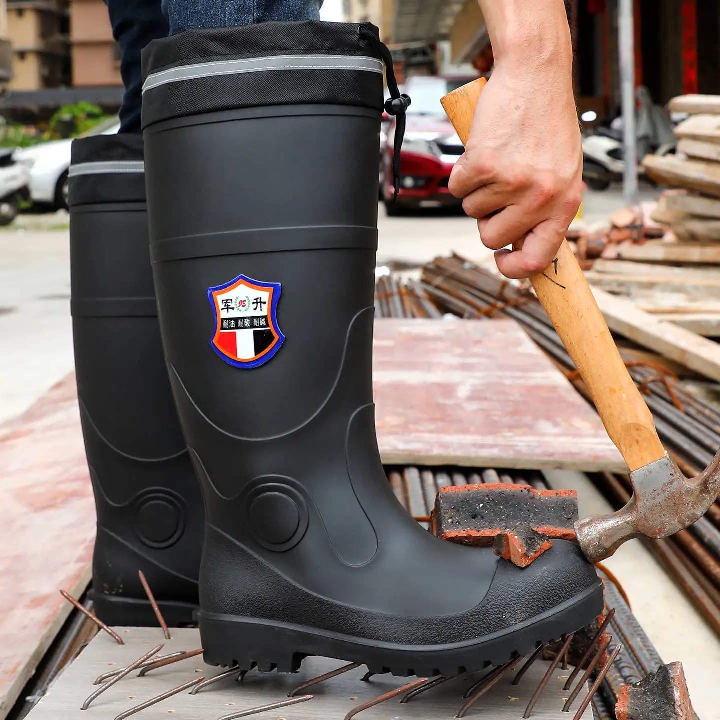 Bottes de sécurité hautes embout acier talon acier ignifuges anti-écrasement pêche travail