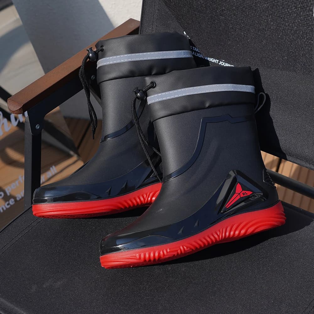 Bottes de pluie pêche homme tube court imperméables antidérapantes semelle épaisse pour travaux extérieurs