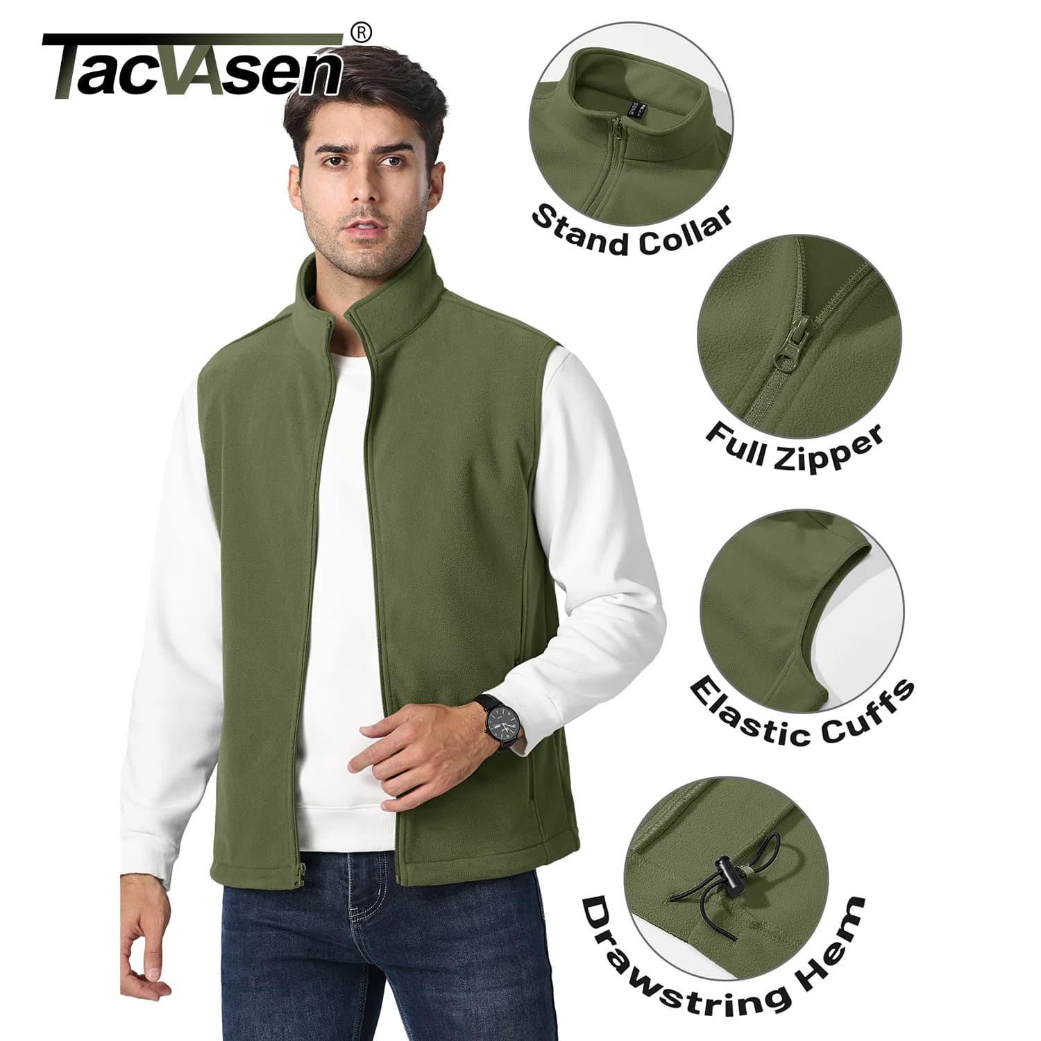 Gilet sans manches homme pour pêche et randonnée printemps automne TACVASEN