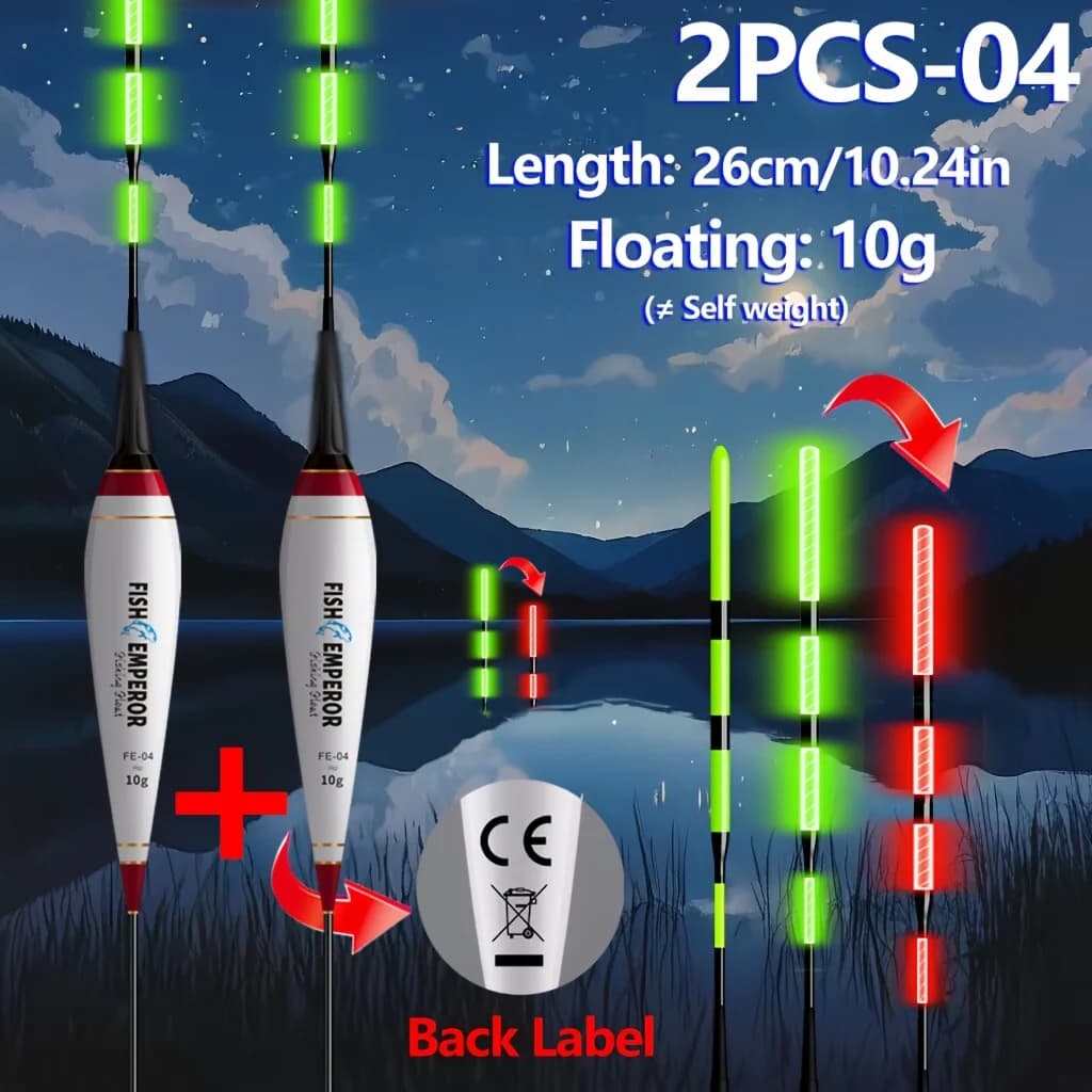 Float lumineux électronique 2 pièces couleur changeante pour pêche de la carpe et pêche au rock en Europe