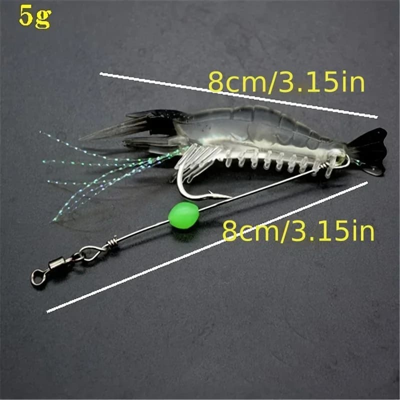 Leurres souples crevettes phosphorescents 7Pcs 8cm 5.6g - Appâts artificiels pour pêche nocturne et pêche en mer