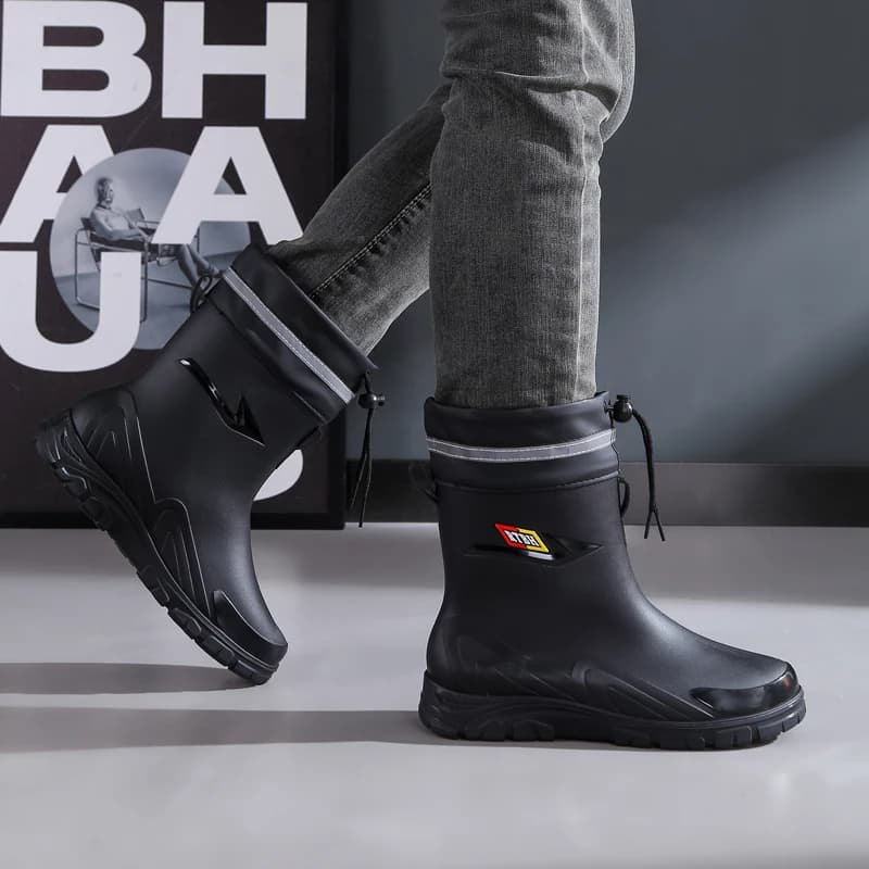 Bottes pluie homme style britannique travail extérieur antidérapantes imperméables quatre saisons pêche