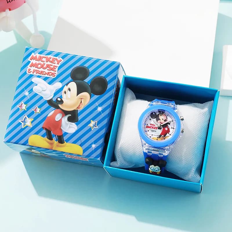 Montre enfant Mickey et Spiderman avec lampe - Bracelet silicone étanche pour jeunes pêcheurs
