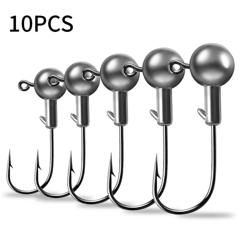 Têtes plombées tungstène 10 pièces 2g à 14g - Jigs pêche roche pour leurres souples et vers