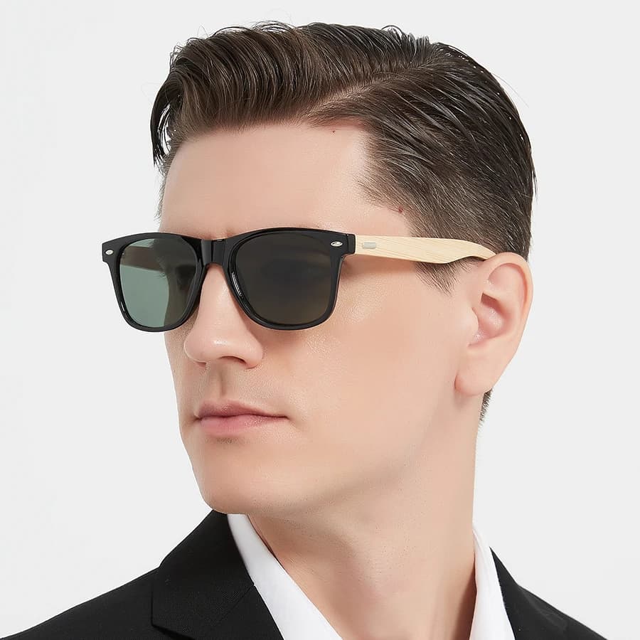Lunettes de soleil bois bambou vintage luxe pour pêche et conduite UV400 marque designer