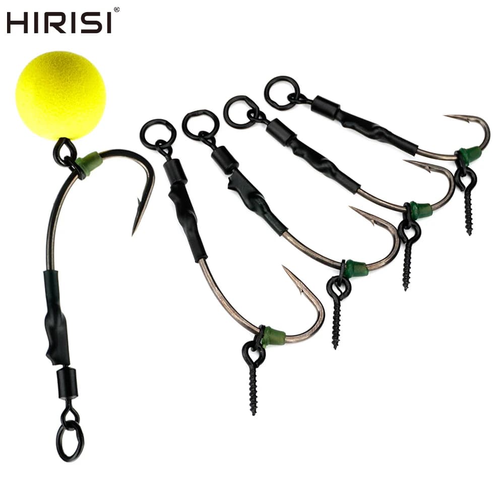 Montage Ronnie Rig Hirisi 4pcs avec flotteur pour pêche de la carpe en mer et eau douce combinaison complète