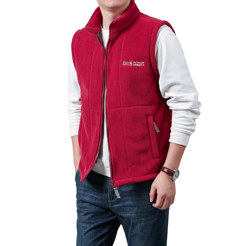 Veste polaire homme sans manches hiver col montant sport extérieur décontracté coupe-vent