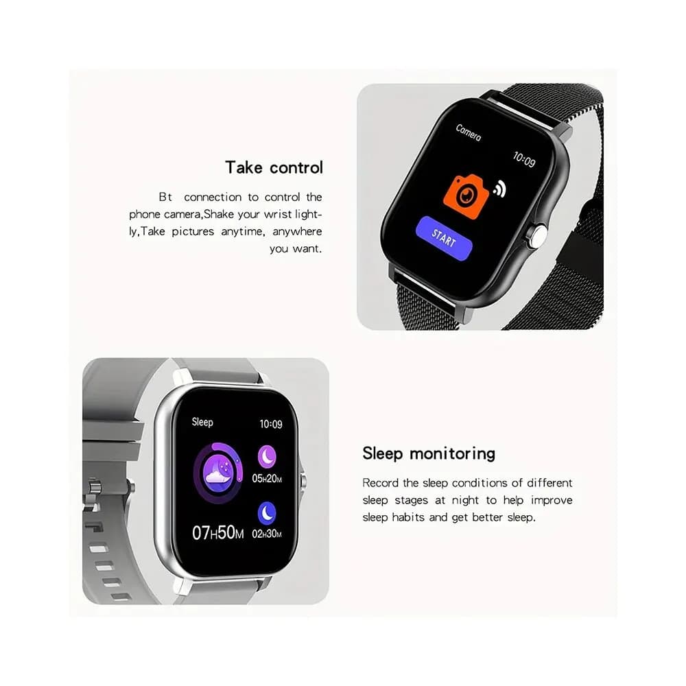 Smartwatch Android 1.44" écran couleur avec monitoring oxygène - Montre pêche connectée 2023