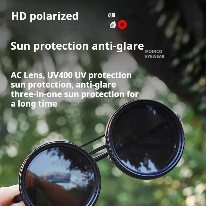 Lunettes de pêche polarisées 9 niveaux ND2-400 réglables anti UV avec étui filtre lumière pour pêche