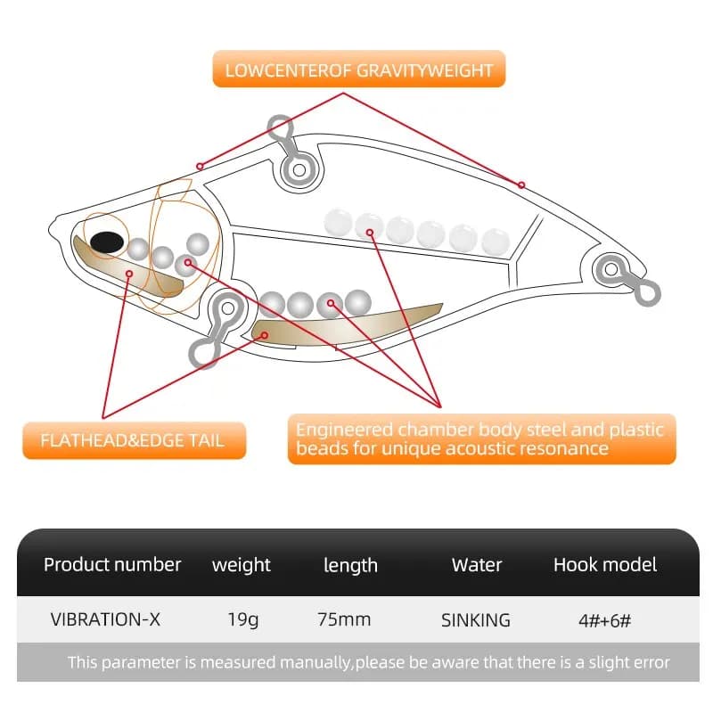 Leurre vibrant MEREDITH VIBRATION-X 75mm 19g pour pêche tous fonds carnassiers brochet sandre perche