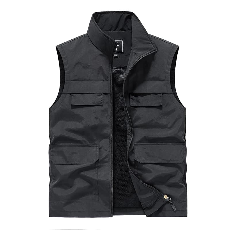 Veste sans manches pêche homme été respirante multi-poches cargo loose décontractée
