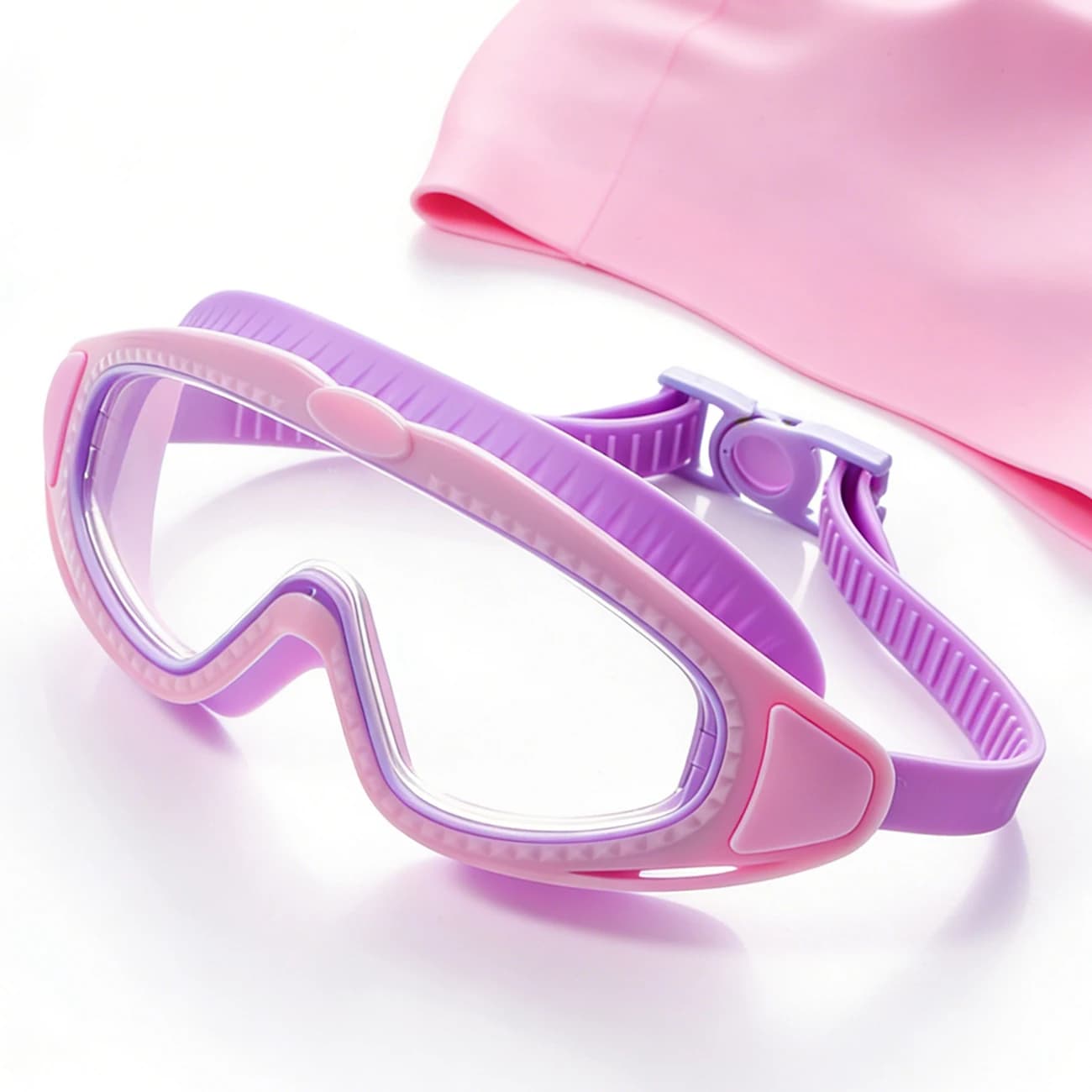 Lunettes de natation HD anti-buée et anti-UV - Cadre large pour piscine - Homme femme