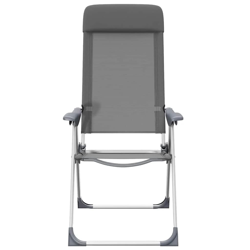 Lot 2 chaises camping pliantes grises aluminium légères pour pêche, chasse et voyage