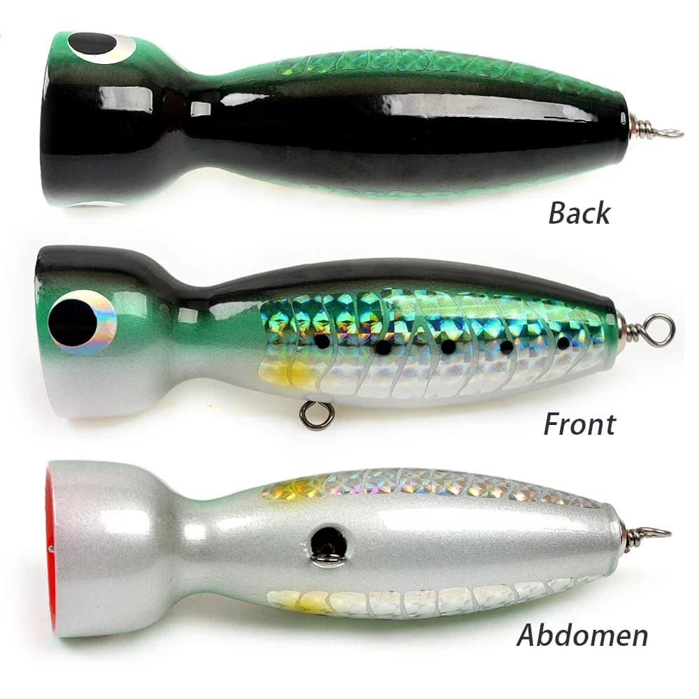 Leurre popper SUPERLURES 120g en bois - Leurre de surface 18cm pour pêche GT et gros carnassiers marins