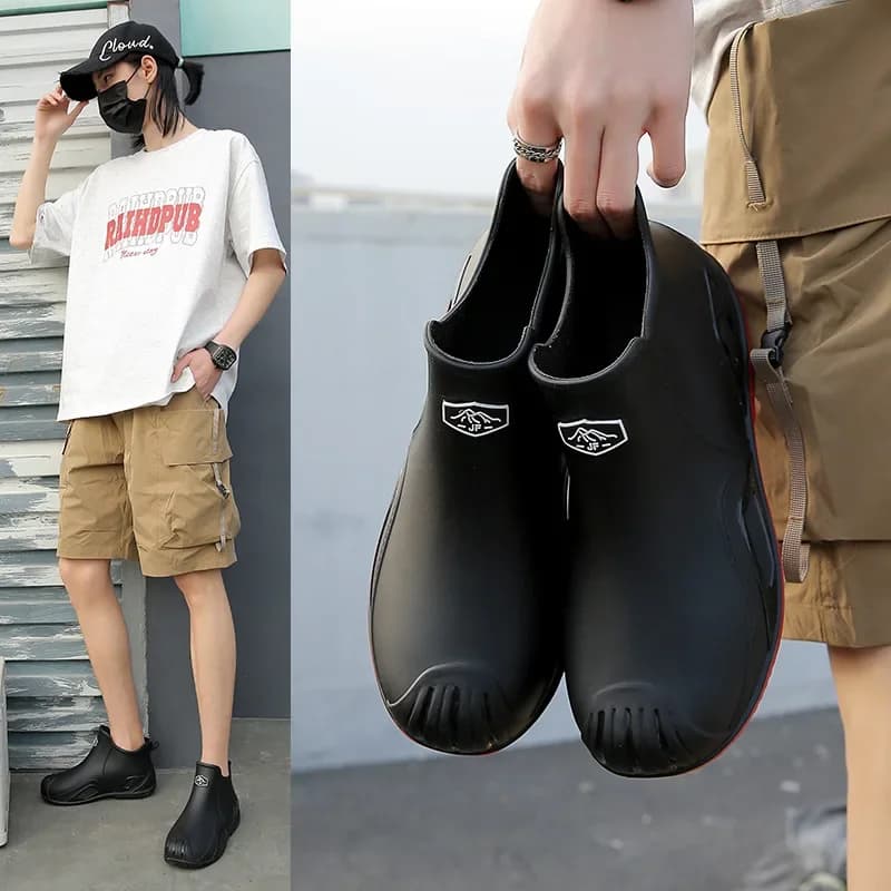 Bottes de pêche homme mode cheville basse plastique antidérapantes semelle plate résistantes