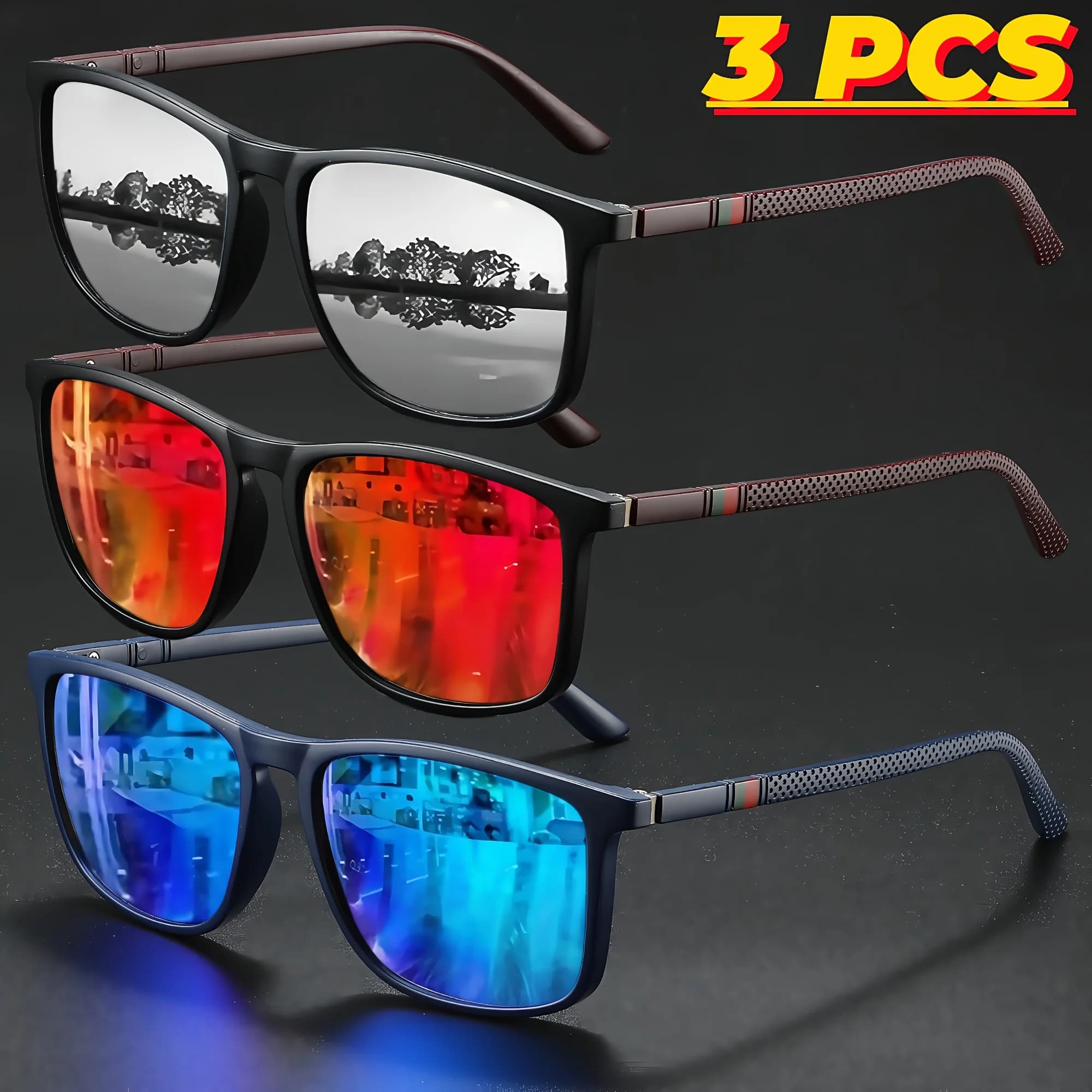 Lunettes de soleil polarisées carrées 2025 protection UV400 anti-éblouissement pêche conduite vacances