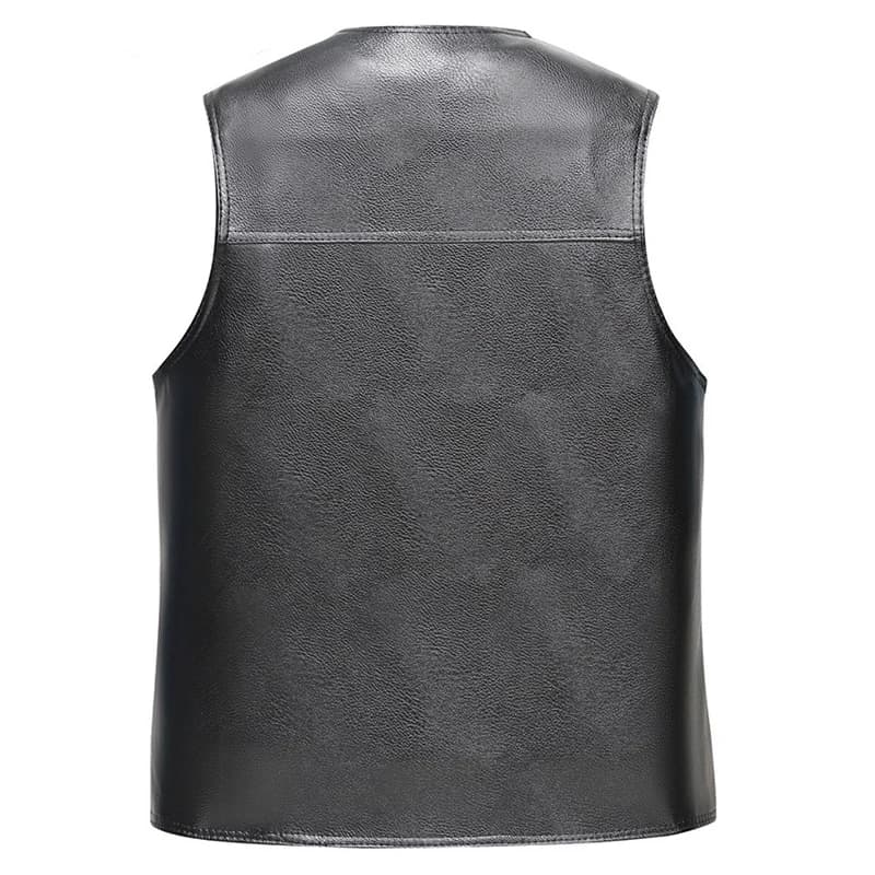 Gilet chaud épais polaire cuir hiver 2025 pêche V-neck simple bouton décontracté vêtement extérieur homme