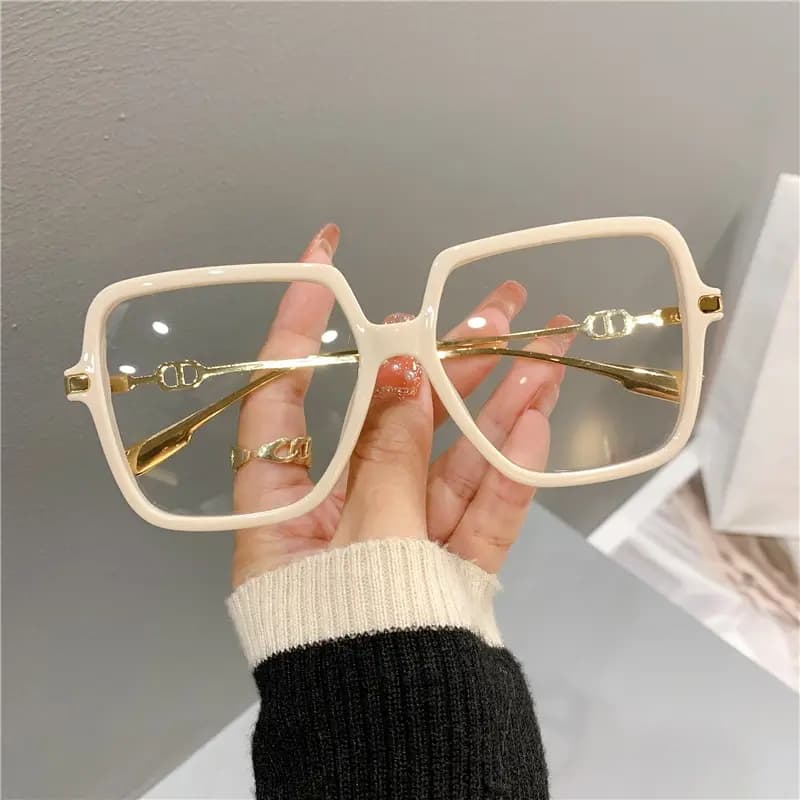 Lunettes carrées surdimensionnées pour pêche - Monture métal rétro bloquant la lumière bleue