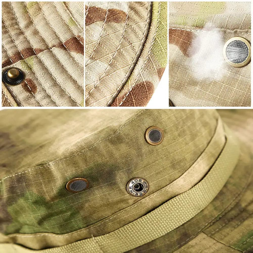 Chapeau bucket camouflage tactique - Parfait pour pêche discrète en forêt et jungle