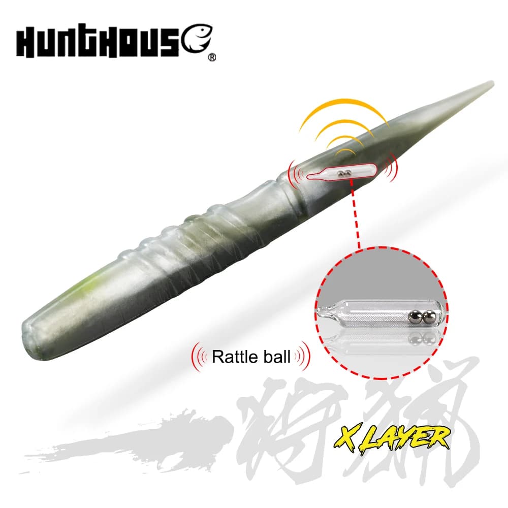 Leurres souples Hunthouse 110mm/150mm avec cliquetis pour pêche brochet, perche et black bass - Matériau PVC