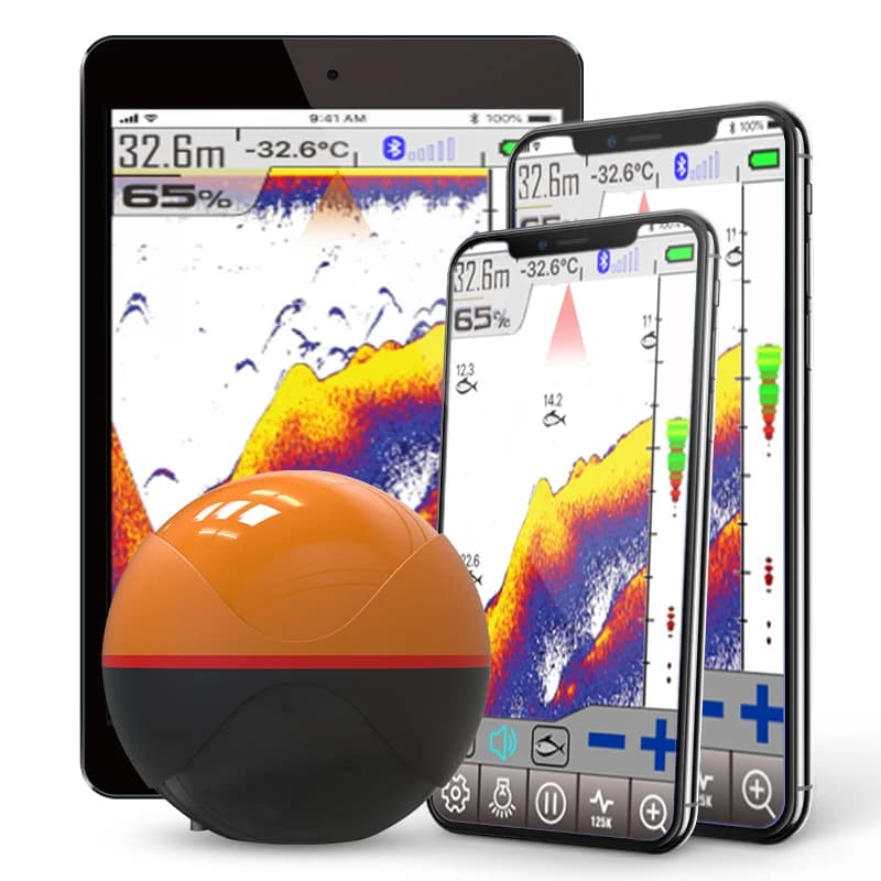 Erchang F68 Détecteur Poissons Sans Fil Échosondeur Profondeur Sonar Double Fréquence Alarme Transducteur Compatible GPS