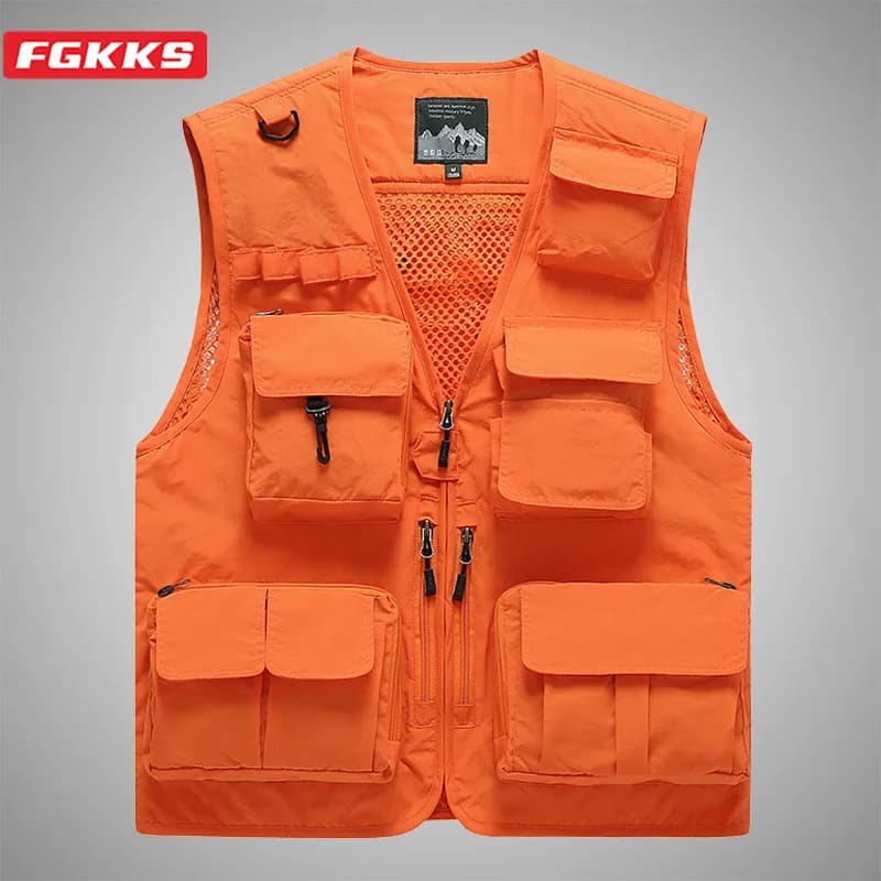 Gilet pêche respirant mesh homme - Veste technique détachable multi-poches pour pêche et randonnée