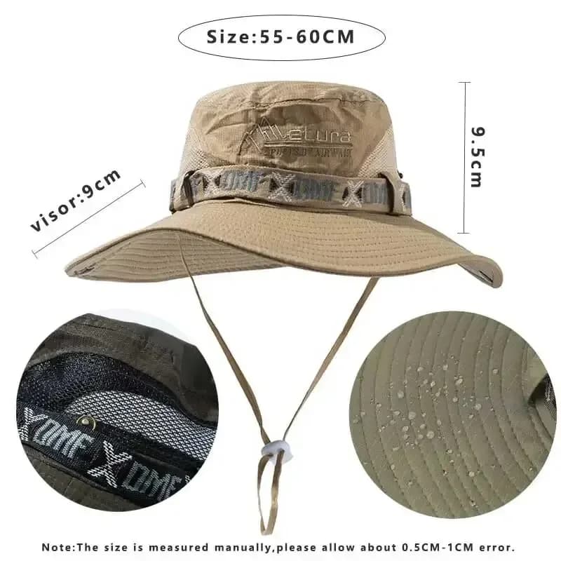 Chapeau bucket homme été protection UV - Bords larges pêche safari plage randonnée soleil