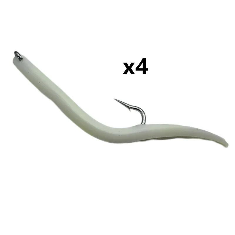 Leurres TPE 4 pièces pour pêche au cabillaud et anguille - Jig tube avec plume et hameçon octopus