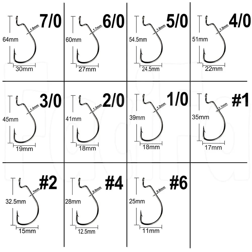 100 hameçons pêche leurres souples gros gap pour carnassiers, acier carbone noir, modèle crank barbelé, lot de 100