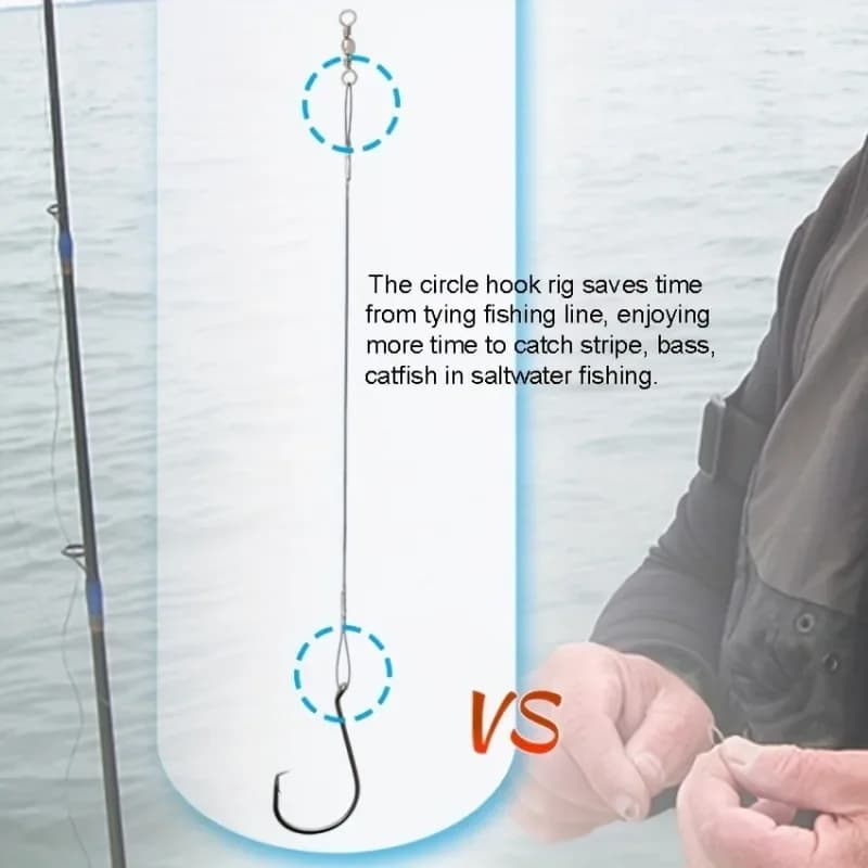 25 hameçons circle saltwater avec bas de ligne acier - Pour silure et bars taille 10/0 à 1/0
