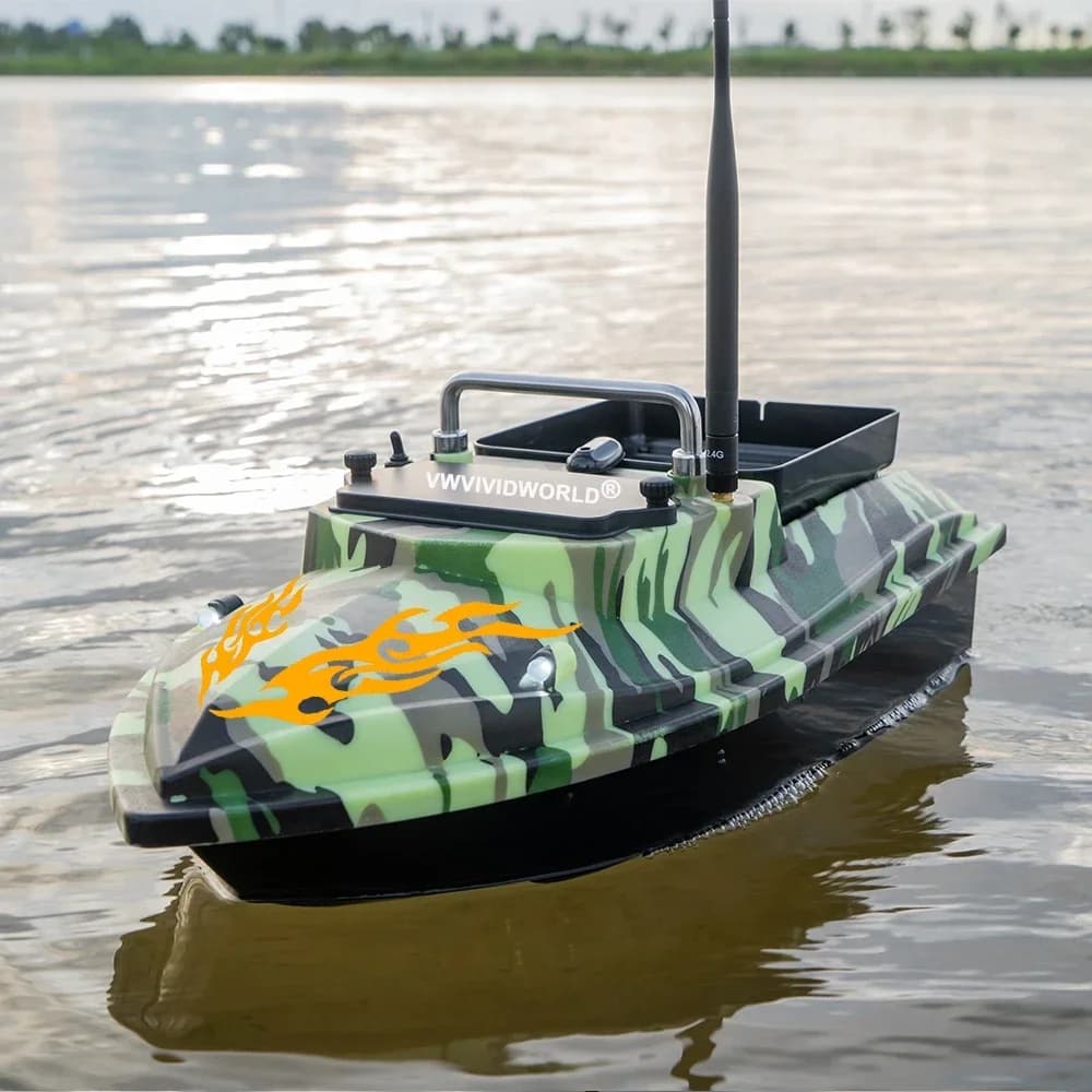 Bateau appât télécommandé RC 2025 étanche 2KG avec éclairage nocturne pour pêche carpe et carnassier