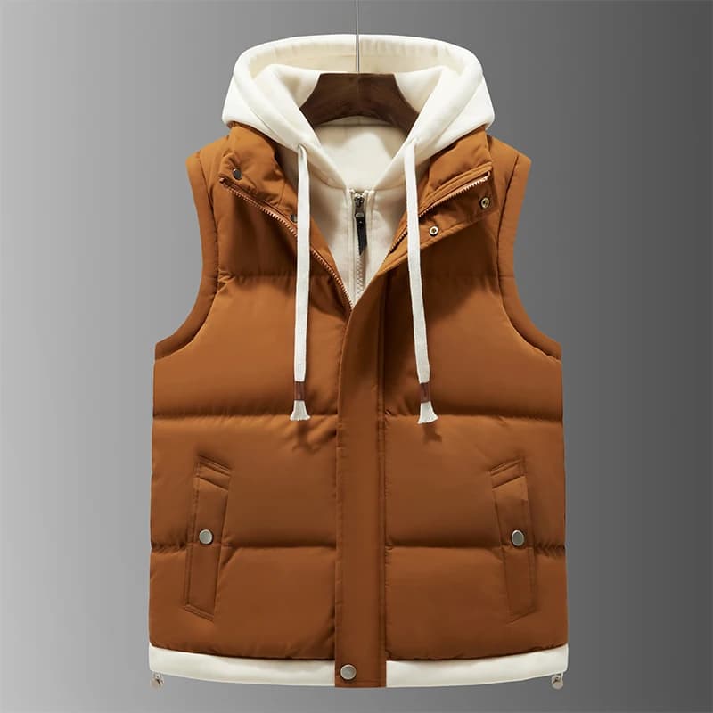 Gilet capuchon unisexe thermique automne doux coton épais pour homme pêche confortable casual