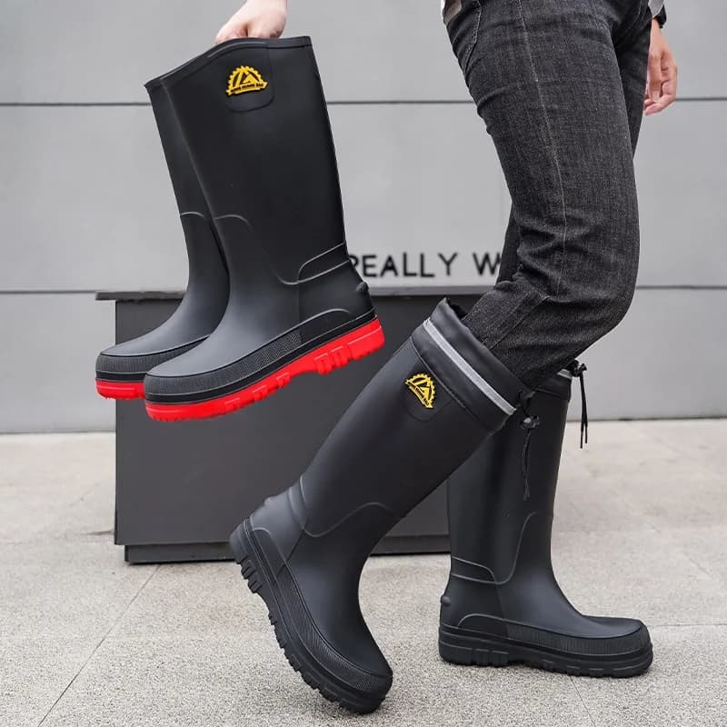 Bottes de pluie homme hautes mode imperméables antidérapantes pour pêche et chantier