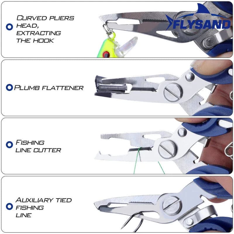 Ciseaux pince multifonctions FLYSAND coupe-fil extracteur hameçon - accessoire pêche tout-en-un pratique