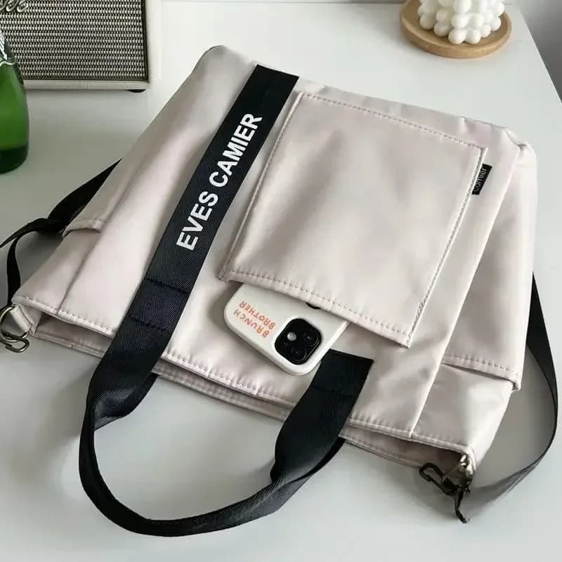 Sac à main tote nylon étanche grande capacité - Messenger scolaire fille simple tendance mode