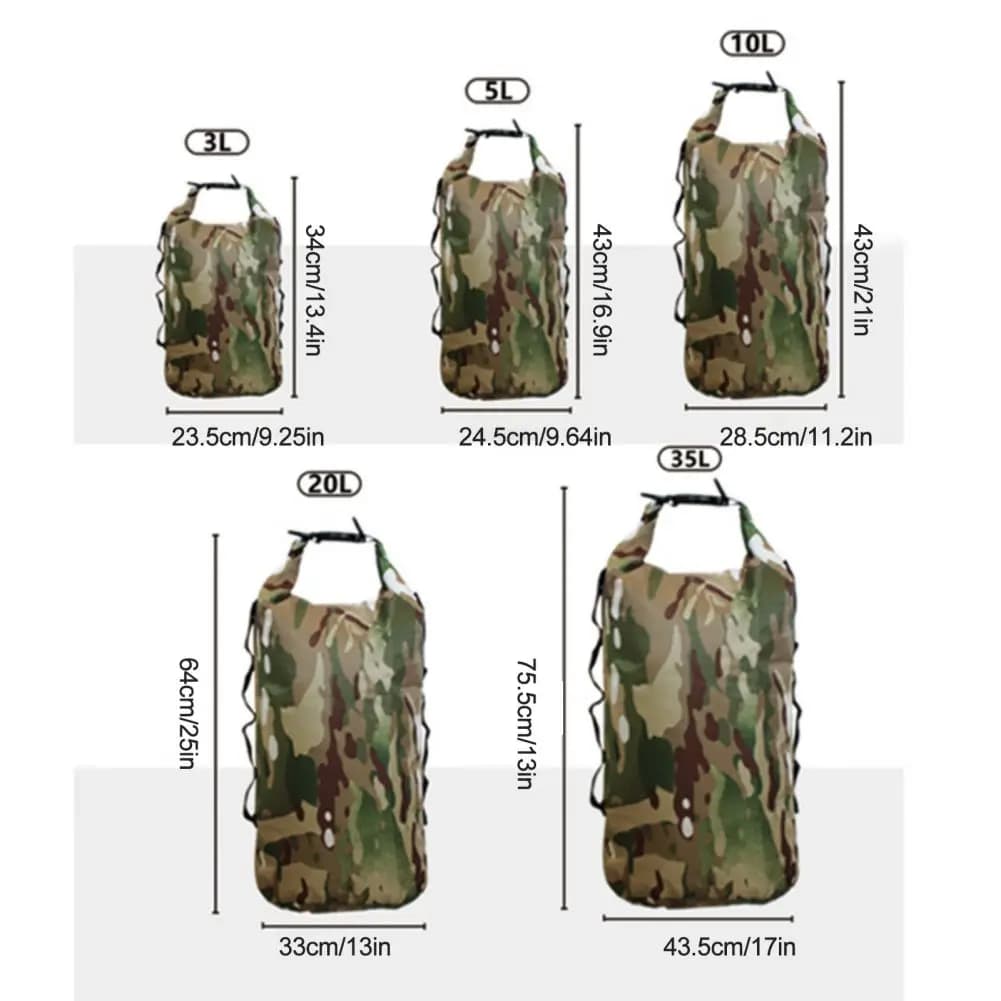 Sac étanche waterproof 3/5/10/20/35L natation rafting kayak rivière trekking voile canoë bagager aquatique