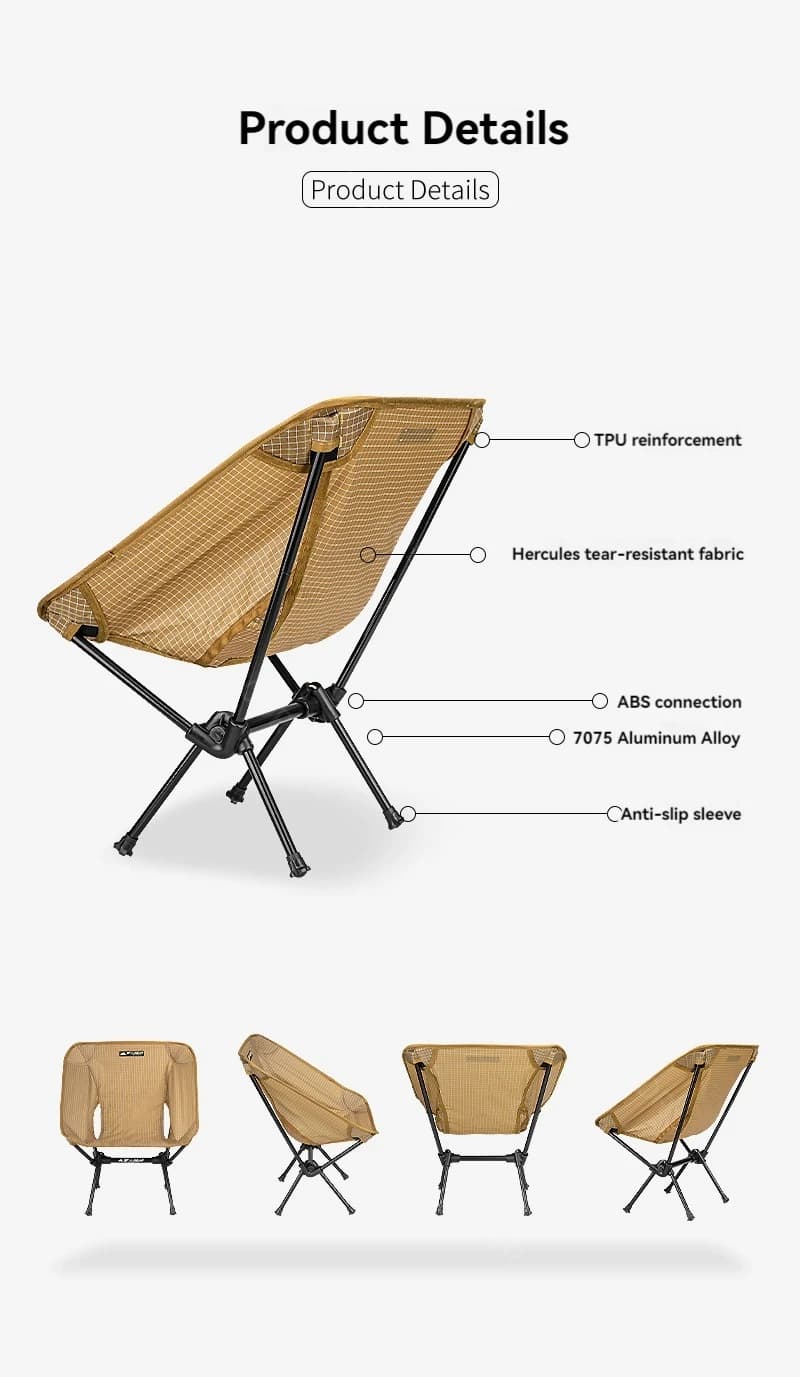Chaise camping ultralégère 3F UL GEAR portable pêche plage pique-nique randonnée siège pliant